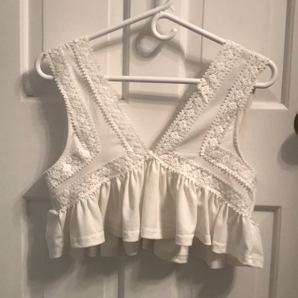 White lace crop top